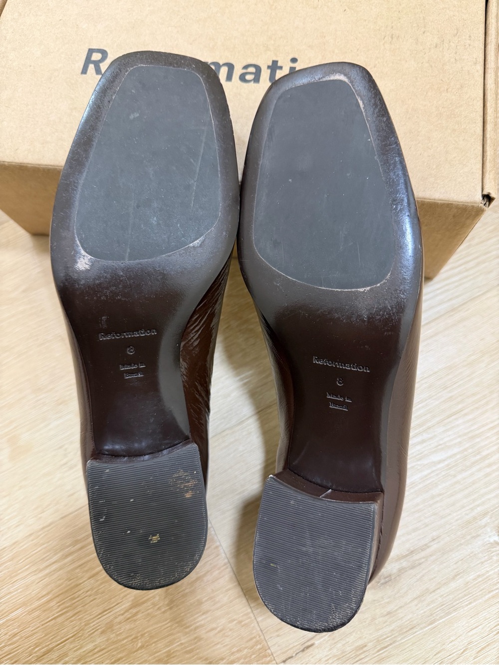 Reformation Inez Pump Espresso Brown Heel Sz 8 Leather - Picture 7 of 7